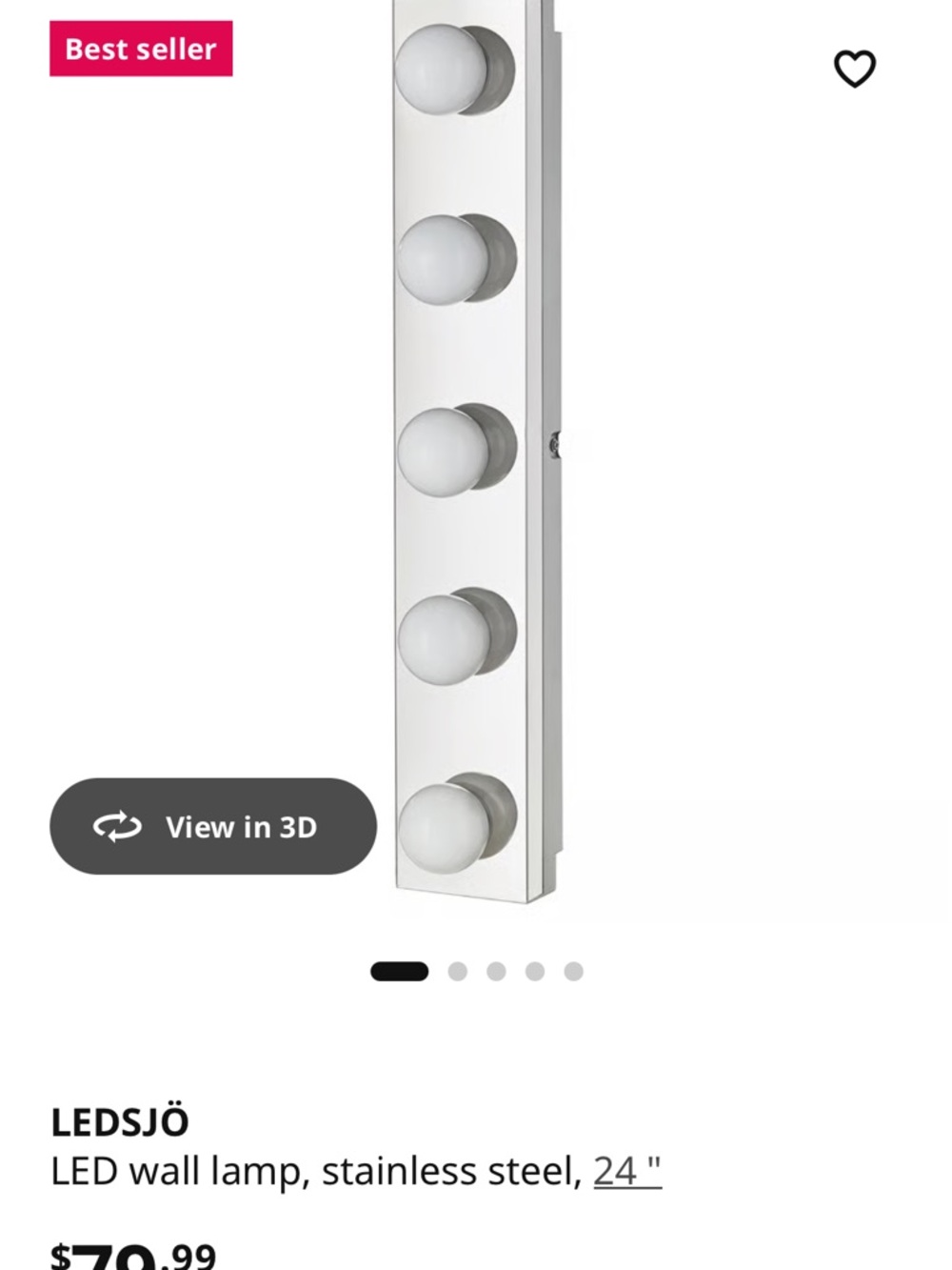 IKEA LED Wall Light in Stainless Steel and White